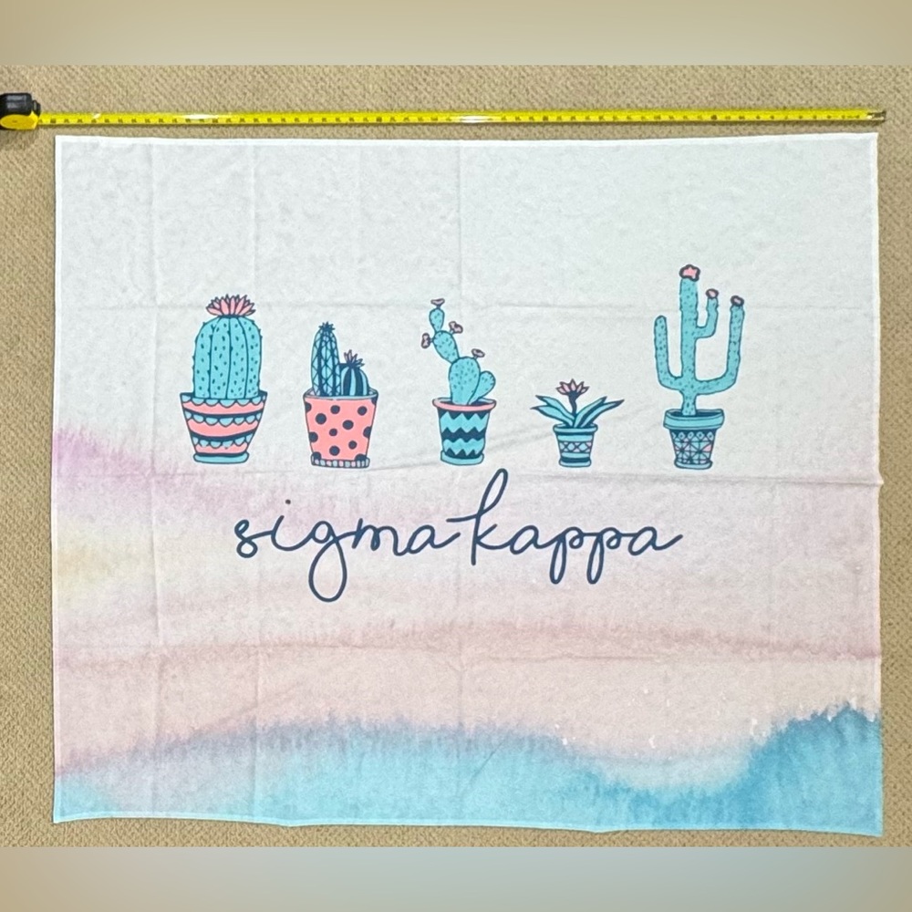 Sigma Kappa Tapestry (Blue/Pink Watercolor and Cacti) 50”x60”